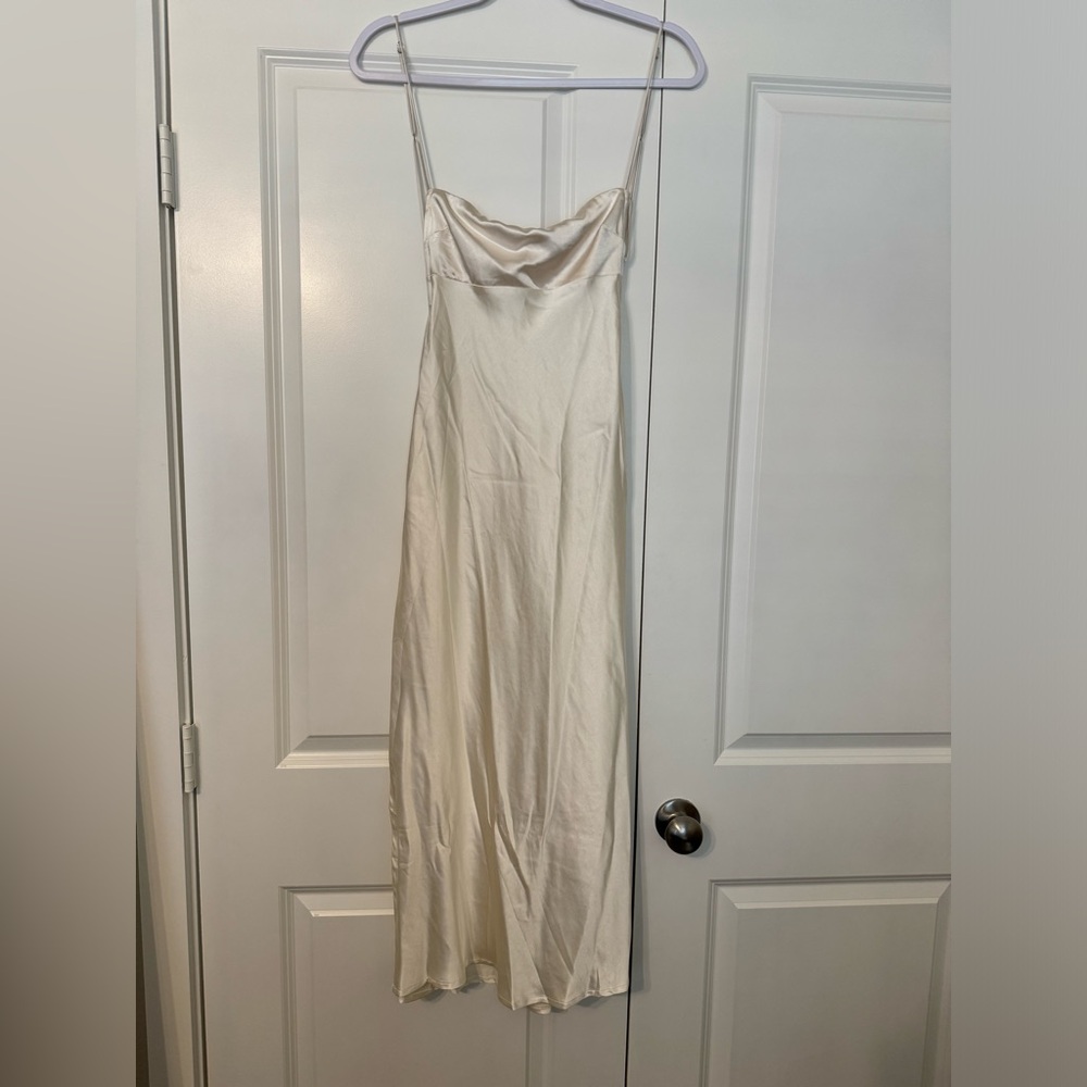 White satin backless dress